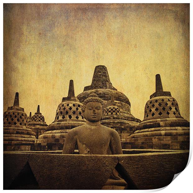 Borobudur (in grunge style) Print by Abdul Kadir Audah