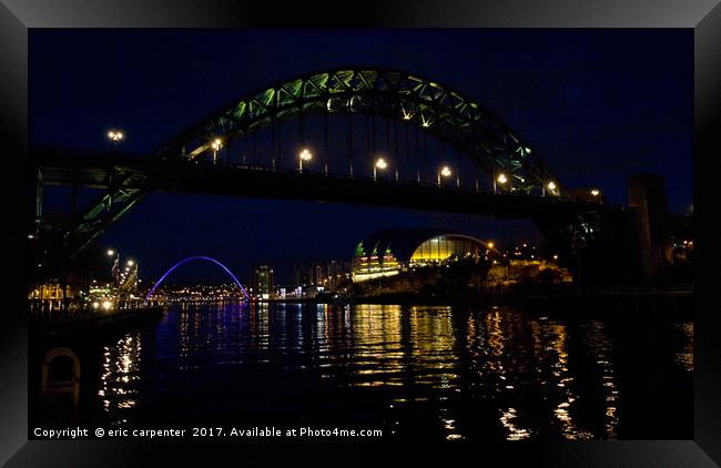 Tyne bridges at night Framed Print by eric carpenter