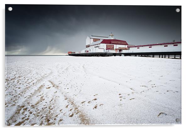 Britannia Pier - Winter Acrylic by Simon Wrigglesworth
