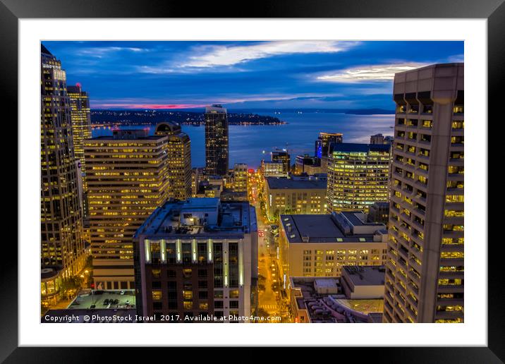 Seattle, Washington skyline  Framed Mounted Print by PhotoStock Israel