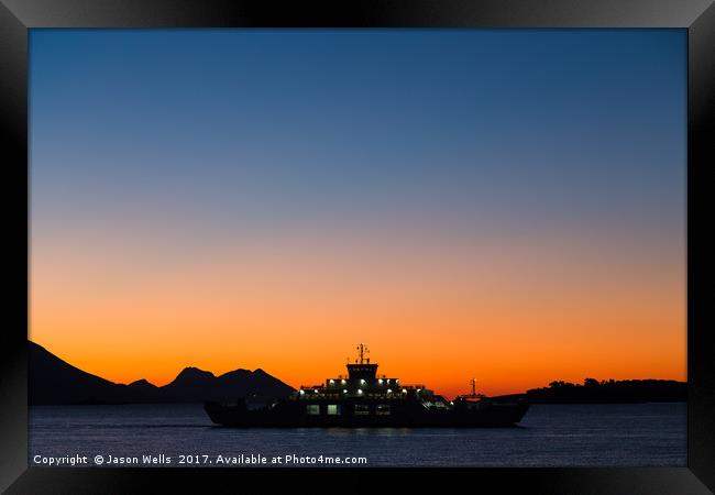 Sunrise over the car ferry Framed Print by Jason Wells