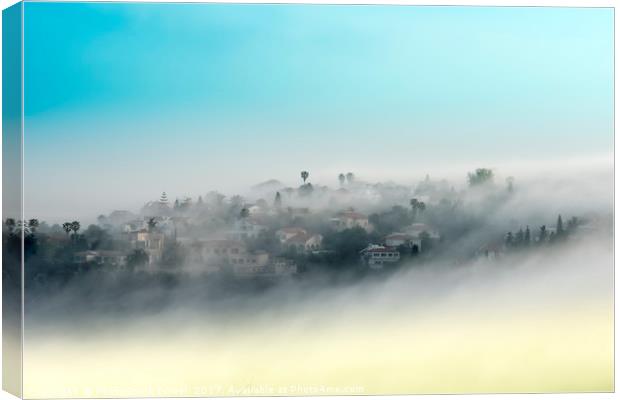 mountainous rural village in mist Canvas Print by PhotoStock Israel