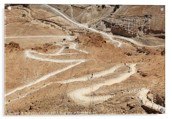 Masada the snake path  Acrylic by PhotoStock Israel