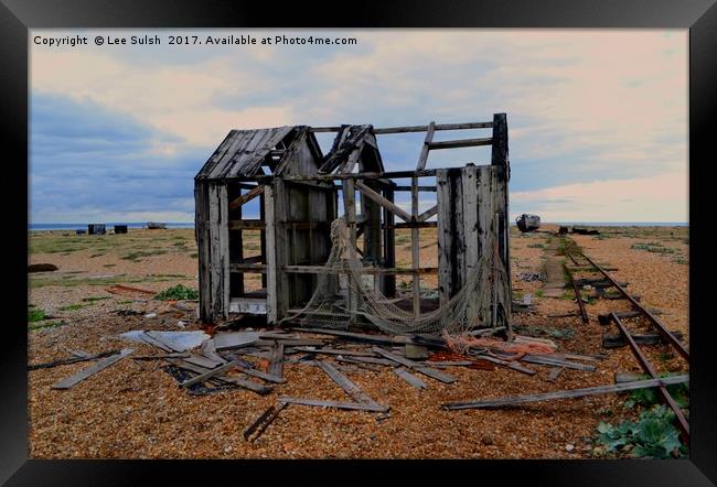 Derelict Fishing Hut at Dungeness Framed Print by Lee Sulsh