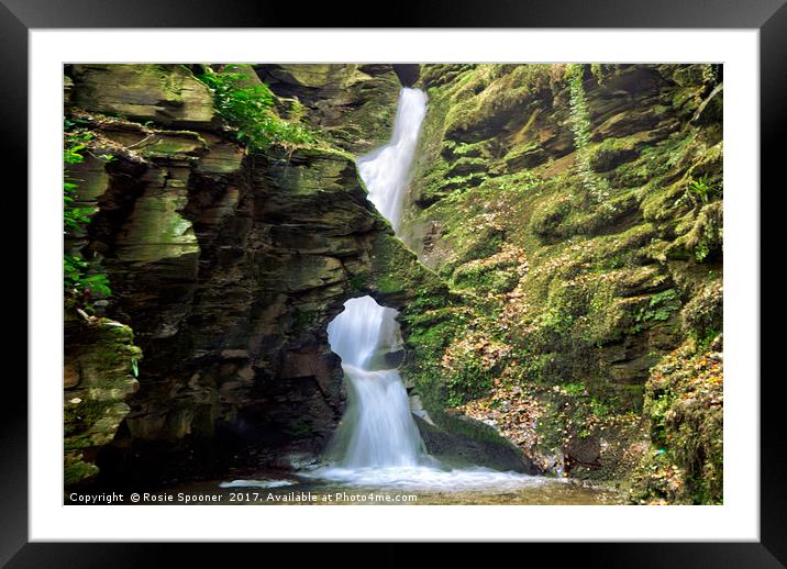 St Nectans Glen Waterfall at Thethevy nearTintagel Framed Mounted Print by Rosie Spooner