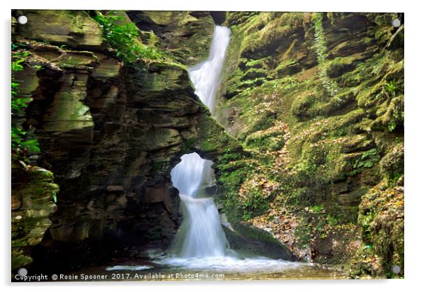 St Nectans Glen Waterfall at Thethevy nearTintagel Acrylic by Rosie Spooner