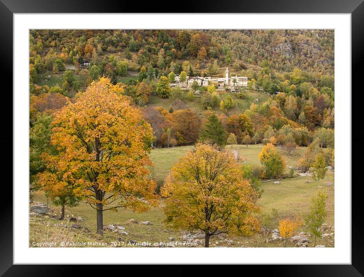 Autumn colours around the mountain village Framed Mounted Print by Fabrizio Malisan