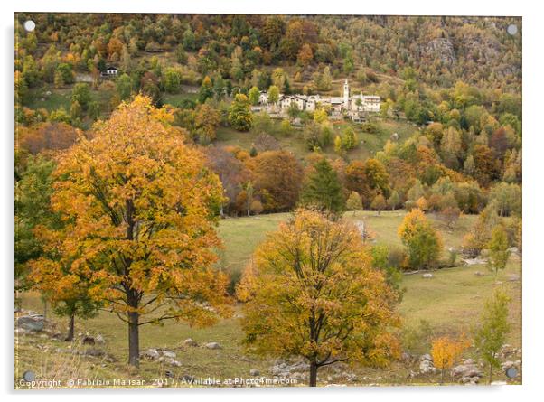 Autumn colours around the mountain village Acrylic by Fabrizio Malisan