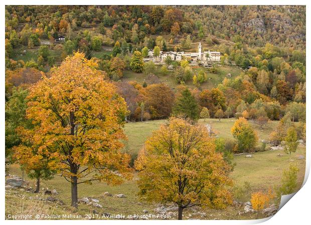 Autumn colours around the mountain village Print by Fabrizio Malisan