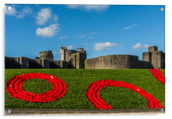 Caerphilly Castle Remembers Acrylic by Steve Purnell