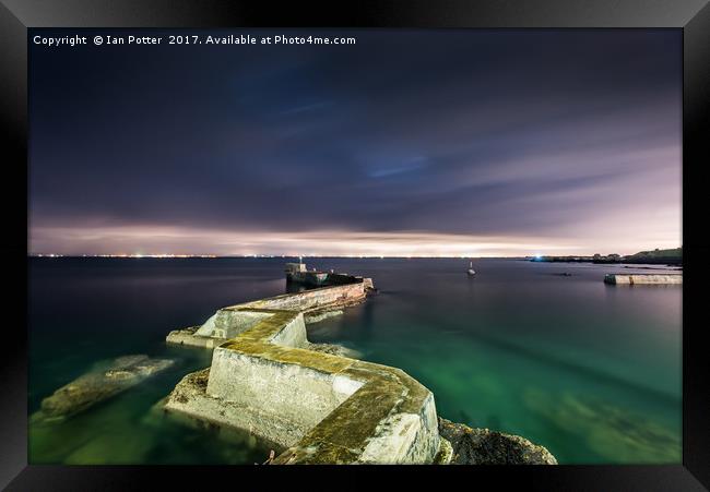 St Monans harbour and walkway Framed Print by Ian Potter