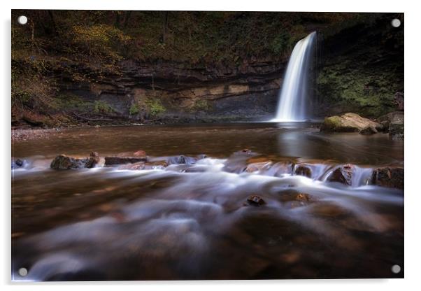 Sgwd Gwladus waterfall AKA Lady Falls  Acrylic by Leighton Collins