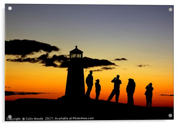 People taking photos at Peggy's Cove Lighthouse Acrylic by Colin Woods