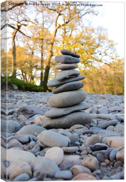 Pebble art stack Canvas Print by Andrew Heaps