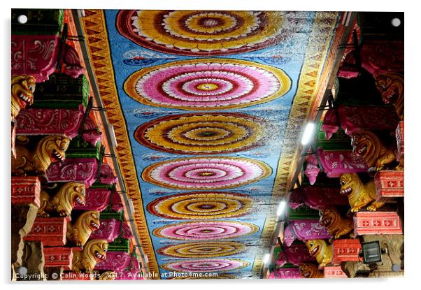 Ceiling detail iInside the Meenakshi temple at Mad Acrylic by Colin Woods