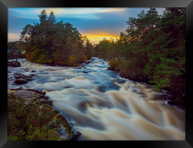 Vibrant Sunset at Falls of Dochart Framed Print by Tommy Dickson
