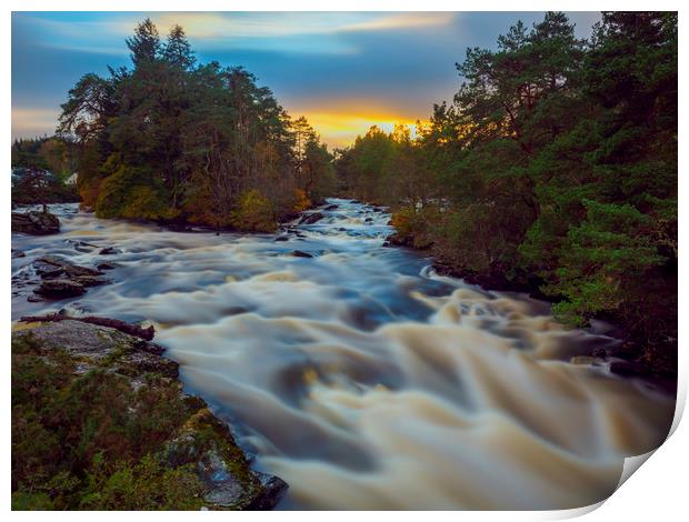 Vibrant Sunset at Falls of Dochart Print by Tommy Dickson