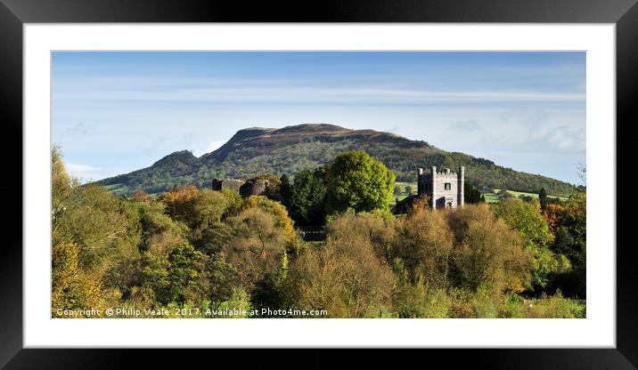 Abergavenny Castle: Autumnal Dawn Embrace Framed Mounted Print by Philip Veale