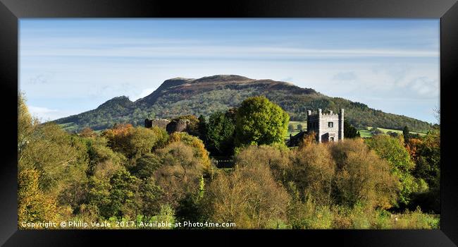 Abergavenny Castle: Autumnal Dawn Embrace Framed Print by Philip Veale