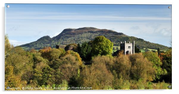 Abergavenny Castle: Autumnal Dawn Embrace Acrylic by Philip Veale