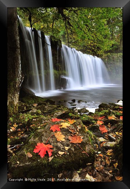Autumn's Embrace at Sgwd Ddwli Waterfall Framed Print by Philip Veale