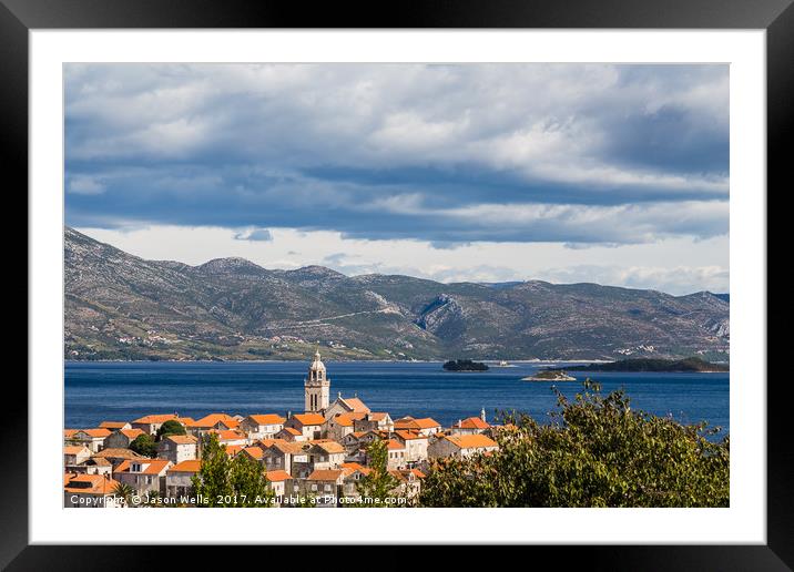 Peak of Korcula old town Framed Mounted Print by Jason Wells