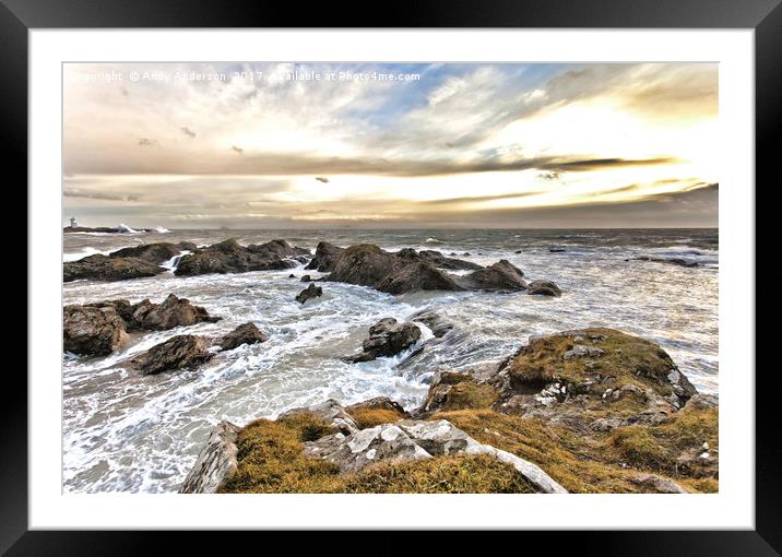 Fife Stormy Coast at Elie on the Firth of Forth Framed Mounted Print by Andy Anderson