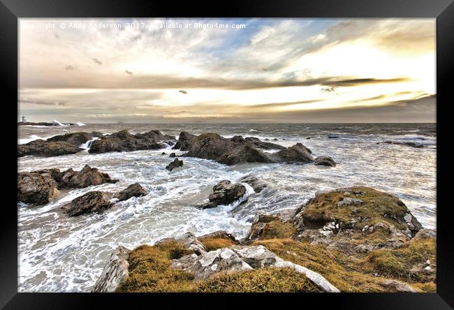 Fife Stormy Coast at Elie on the Firth of Forth Framed Print by Andy Anderson