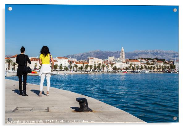 Walking along Split's waterfront Acrylic by Jason Wells