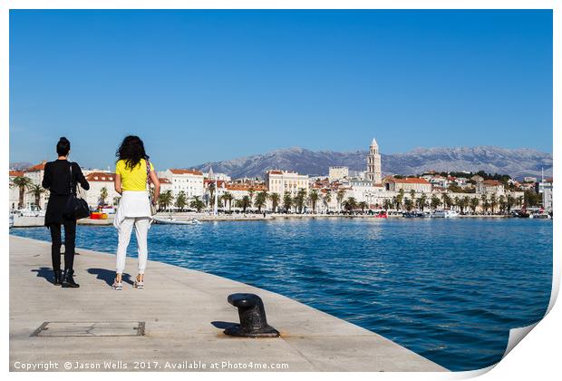 Walking along Split's waterfront Print by Jason Wells