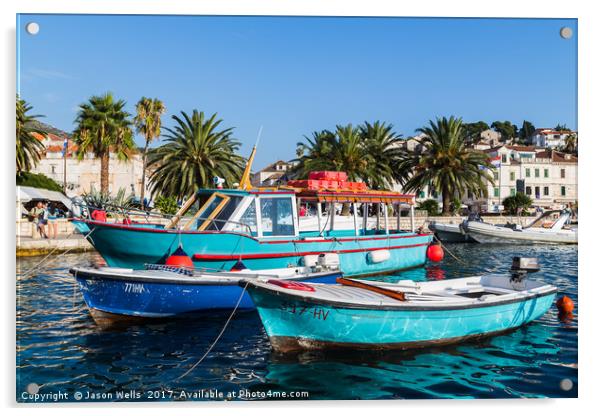 Colourful boats in Hvar Town Acrylic by Jason Wells