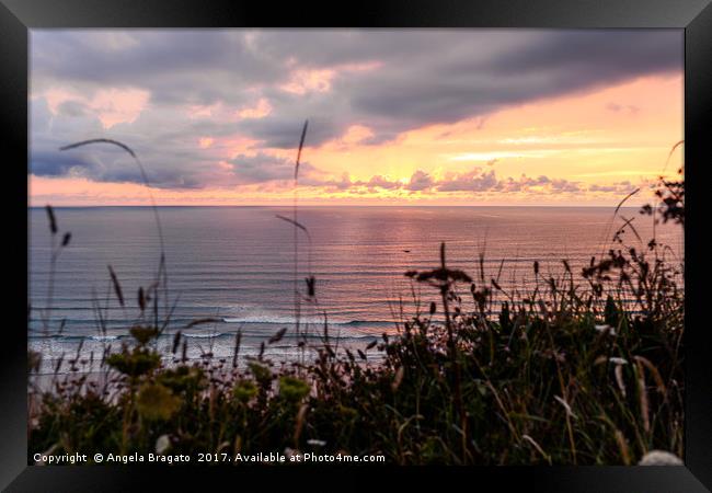 Sunset in Cornwall Framed Print by Angela Bragato