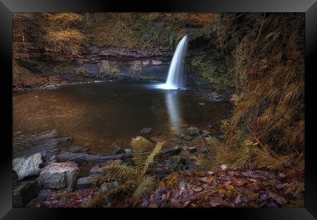Sgwd Gwladus waterfall Pontneddfechan Framed Print by Leighton Collins