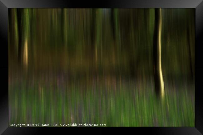 Abstract Blurred Trees Framed Print by Derek Daniel