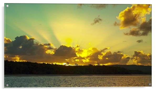  Golden rays sunrise seascape Australia Acrylic by Geoff Childs