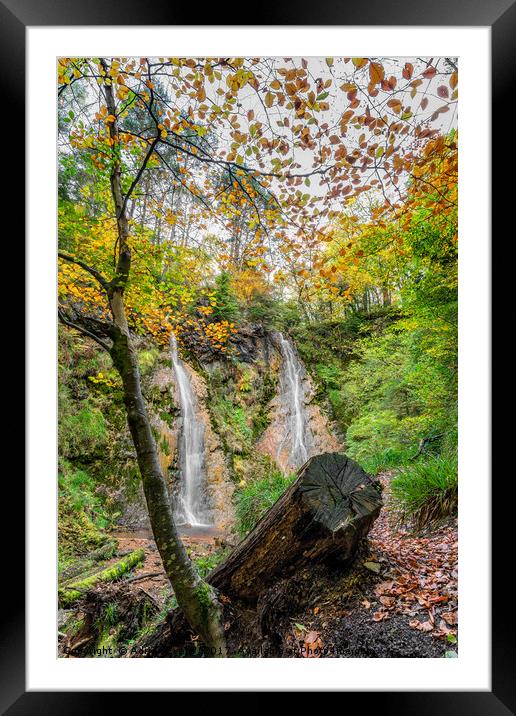 Grey Mares Tail Waterfall Llanrwst  Framed Mounted Print by Adrian Evans