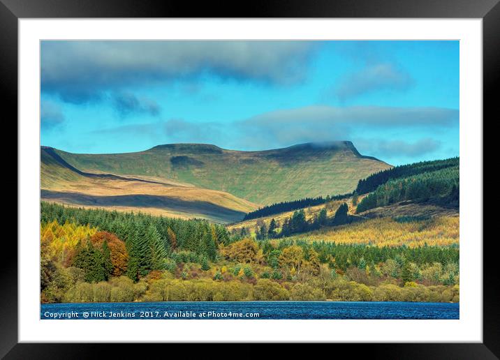 Pen y Fan and Corn Du on an early autumn day Framed Mounted Print by Nick Jenkins
