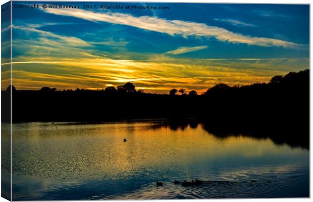 Sunset over Sutton Bingham Reservoir Somerset Canvas Print by Will Badman