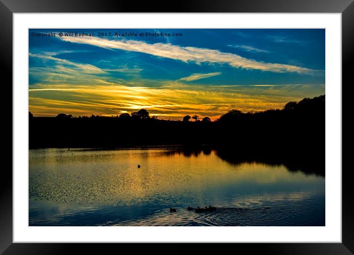 Sunset over Sutton Bingham Reservoir Somerset Framed Mounted Print by Will Badman