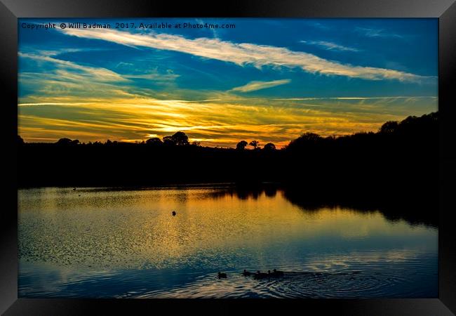 Sunset over Sutton Bingham Reservoir Somerset Framed Print by Will Badman