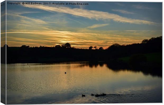 Sunset over Sutton Bingham Reservoir Somerset  Canvas Print by Will Badman
