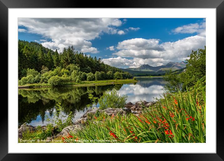 Snowdonia Lake Wales Framed Mounted Print by Adrian Evans
