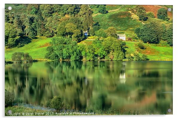 Loughrigg Tarn Reflection, The Lake District Acrylic by Derek Daniel