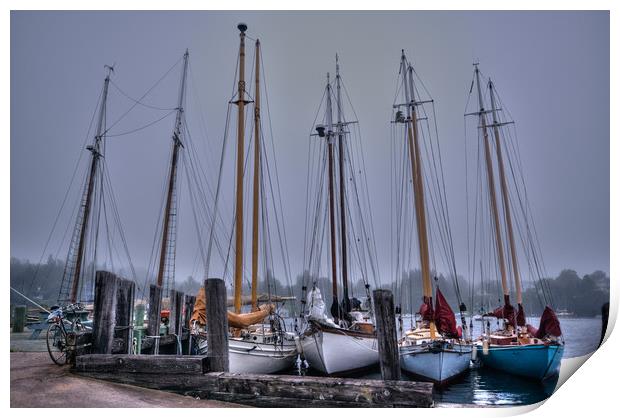 Schooners in Hubbards Cove Print by Roxane Bay