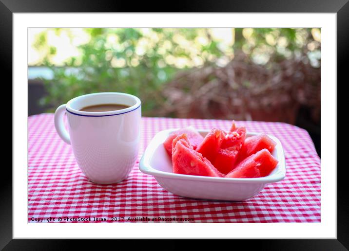 Breakfast served outdoors  Framed Mounted Print by PhotoStock Israel