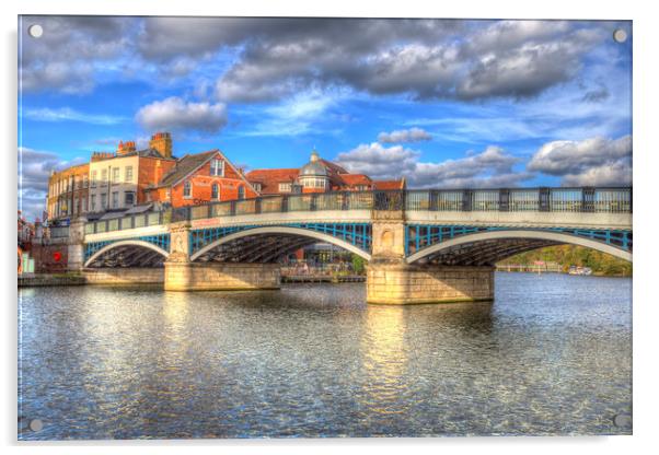 Windsor Bridge River Thames Acrylic by David Pyatt