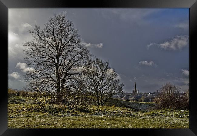 Winter Scene over Norwich Framed Print by Paul Macro