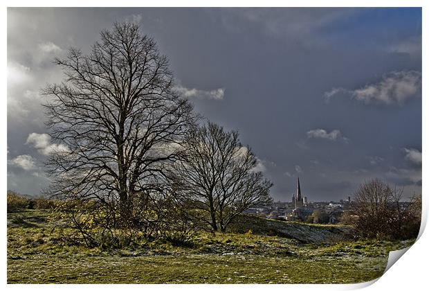 Winter Scene over Norwich Print by Paul Macro