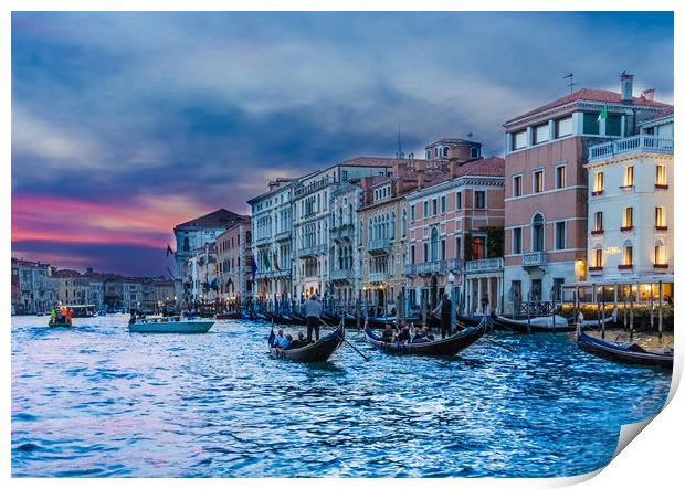 Gondolas at Night Print by Darryl Brooks