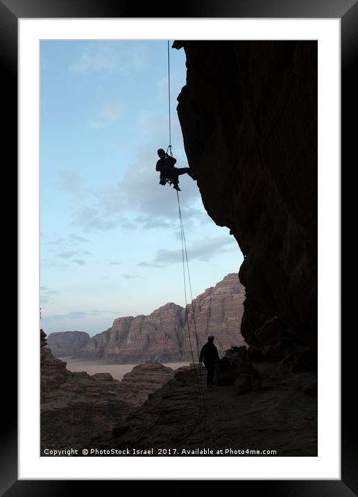 Rappeling, Wadi Rum, Jordan  Framed Mounted Print by PhotoStock Israel